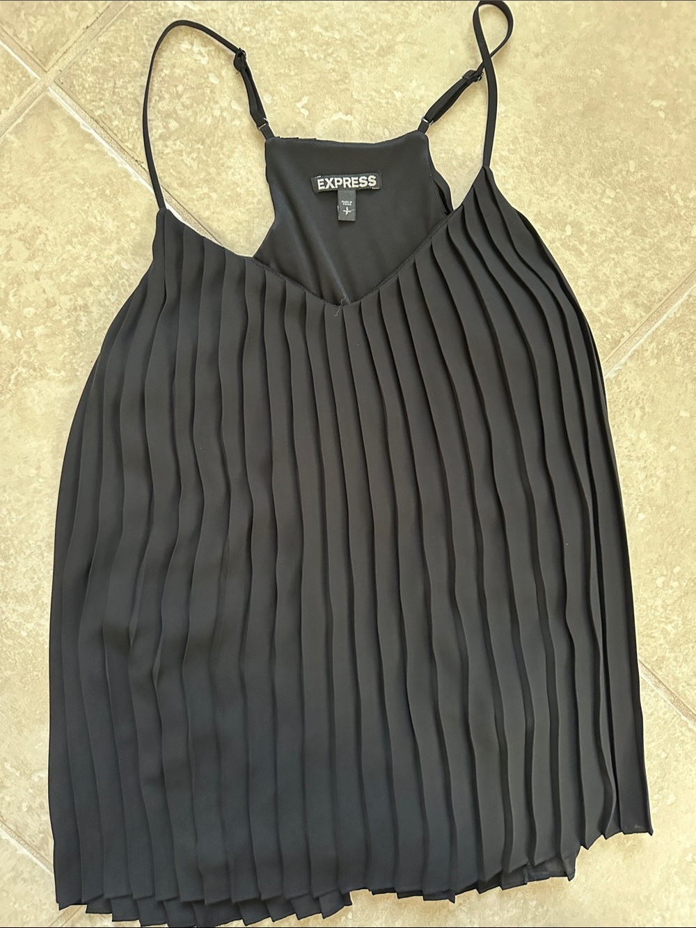 Express Black Pleated V-Neck Spaghetti Strap Camisole